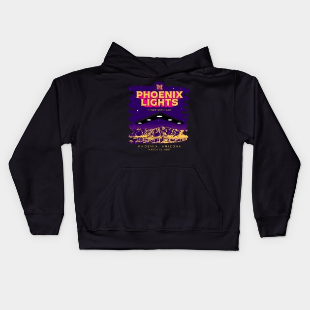 The Phoenix Lights UFO Event - I Know What I Saw 1997 Kids Hoodie by Strangeology